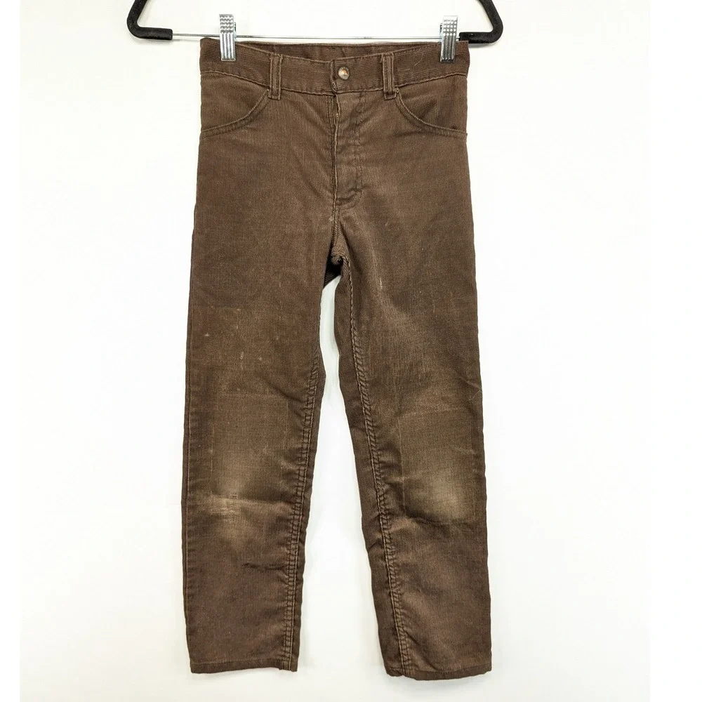 Boys Sears Perma‎ Prest Corduroy Pants Brown Size 10 Regular